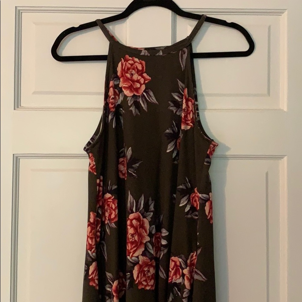 Stunning Nine Britton Olive Floral Keyhole Dress